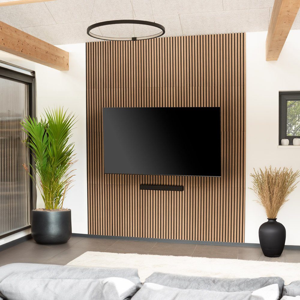 HOME DELUXE Wandpaneel Akustikpaneel / Lamellenwand SONIC, BxL: 40,00x80,00 cm, 0,32 qm, (Schalldämpfend, 1-tlg., Individuell kürzbar und zuschneidbar) Holzwand, Akustik Wand Paneele, Akustik Paneel