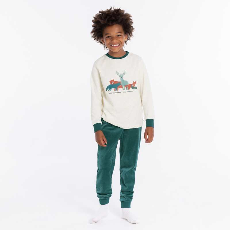 Pyjama en velours motif animaux turquoise garçon