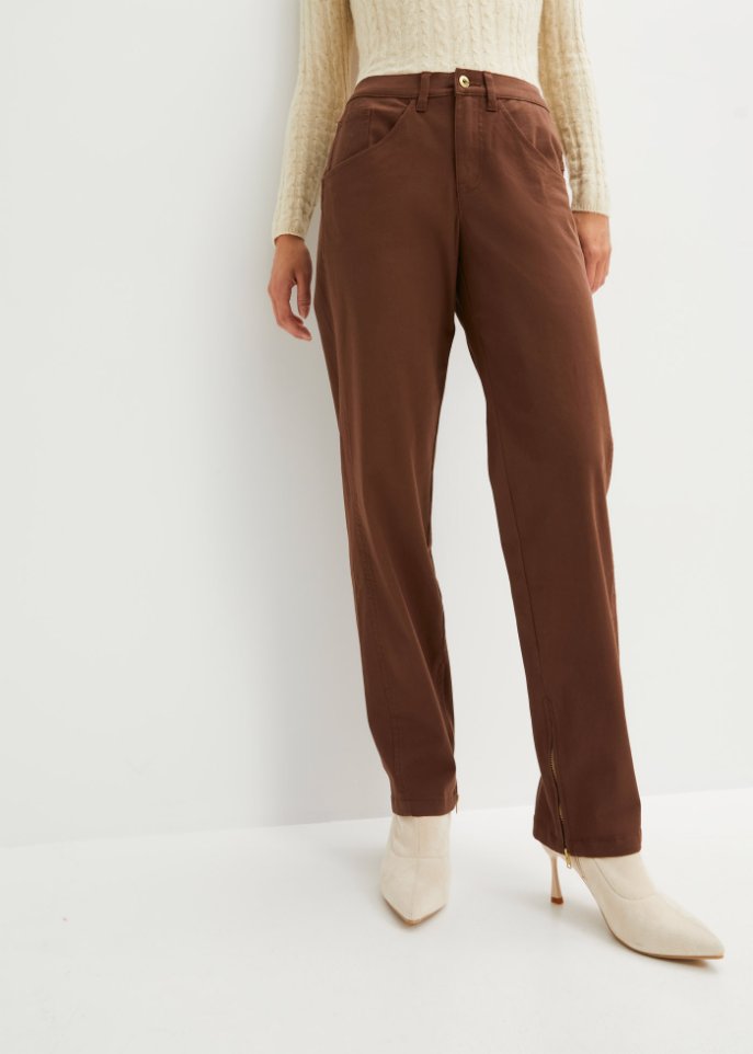 Twillhose mit Reißverschluss am Saum