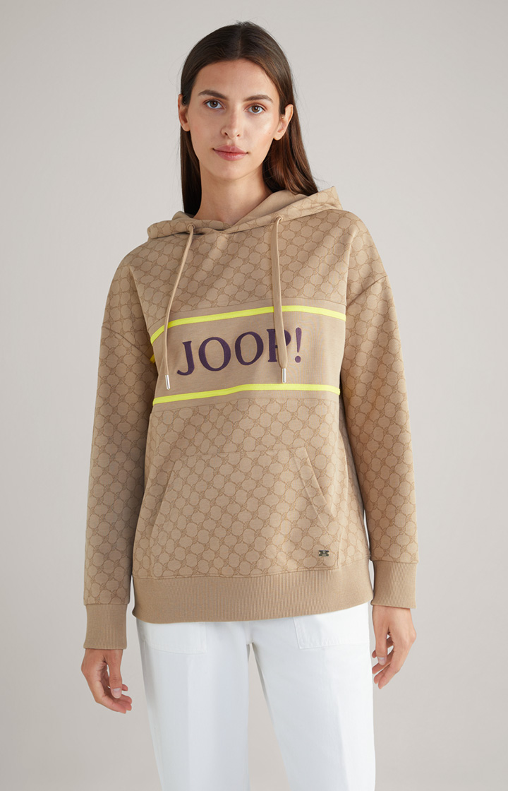 Hoodie in Beige gemustert