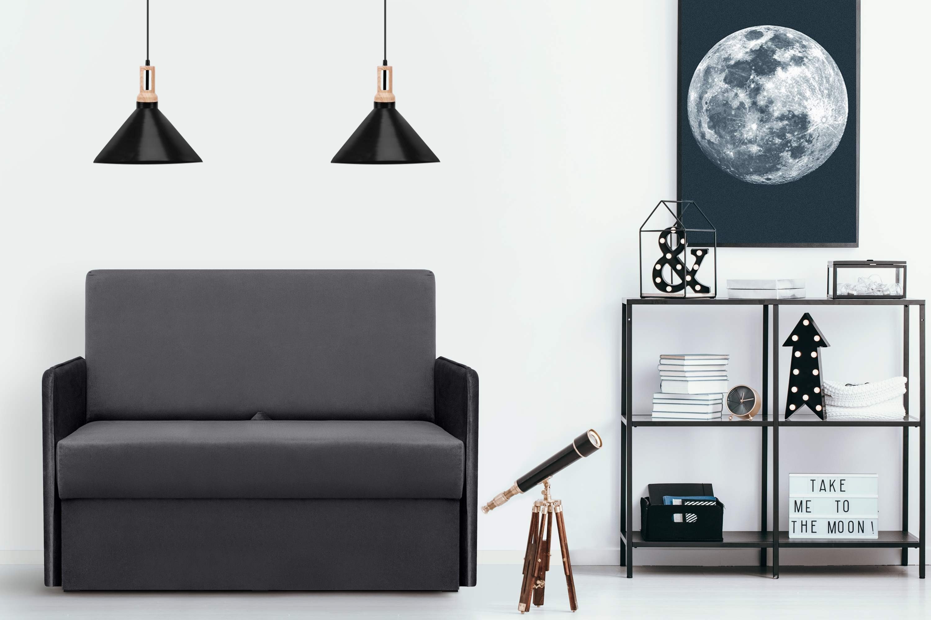 Konsimo Schlafsofa PEDATU kleine Schlafcouch 2, mit Schlaffunktion, mit Bettkasten, langlebiges und schmutzabweisendes