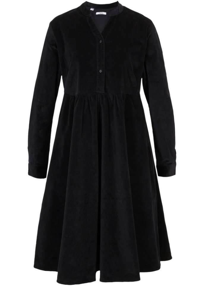 Baumwoll-Cord-Kleid mit Taschen in A-Line, knieumspielend