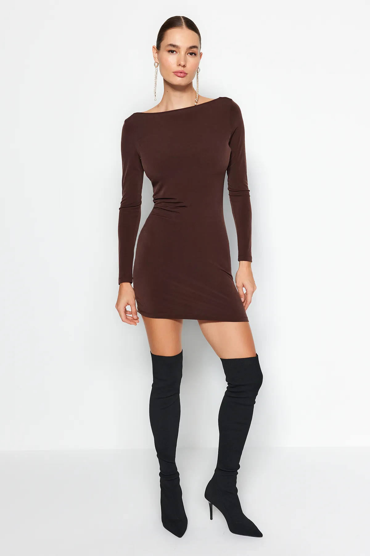 Trendyol Collection  Braunes, wendbares, elegantes Abendkleid TPRAW24EL00059
