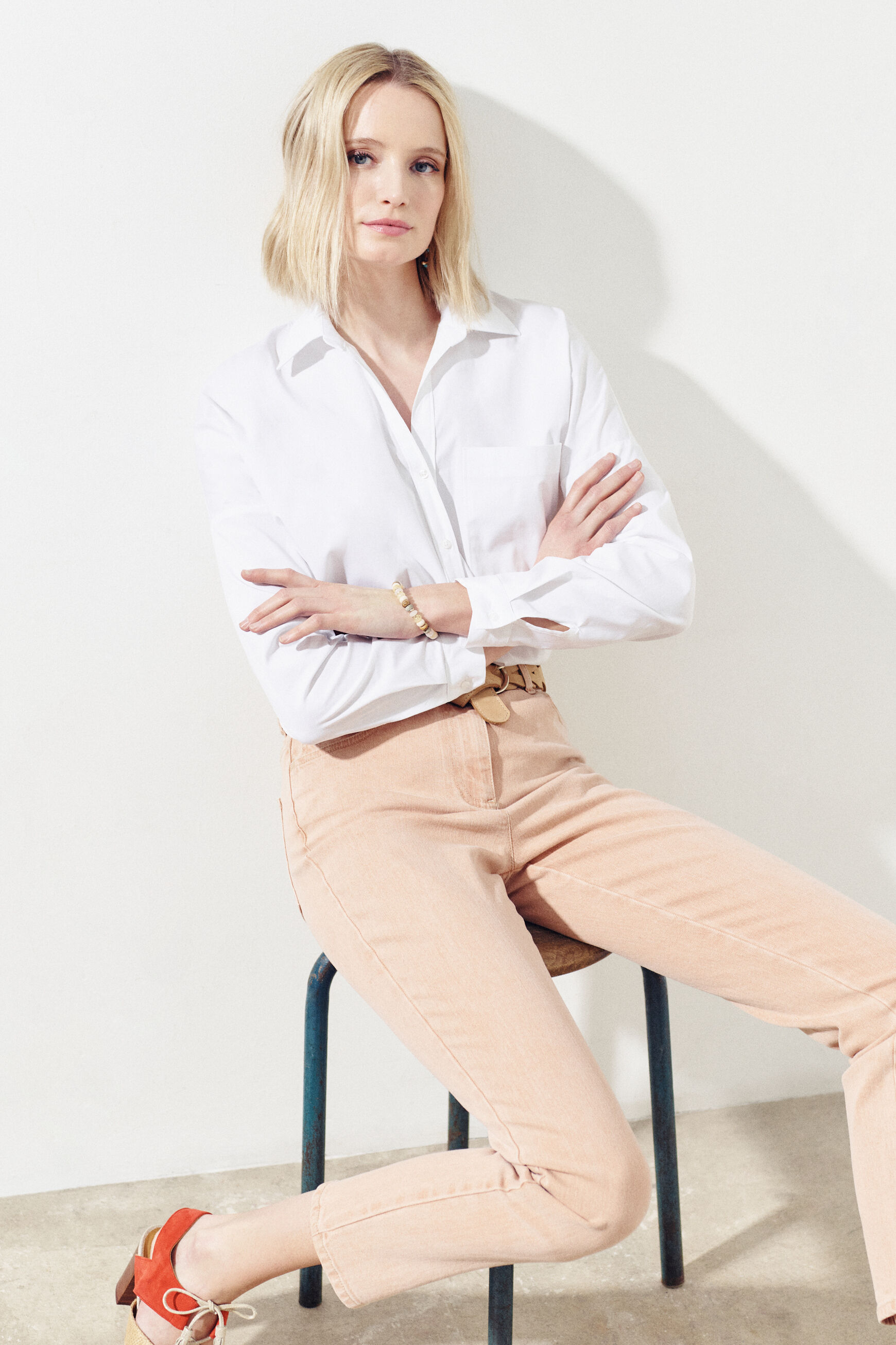 pantalon tomasio orange clair femme