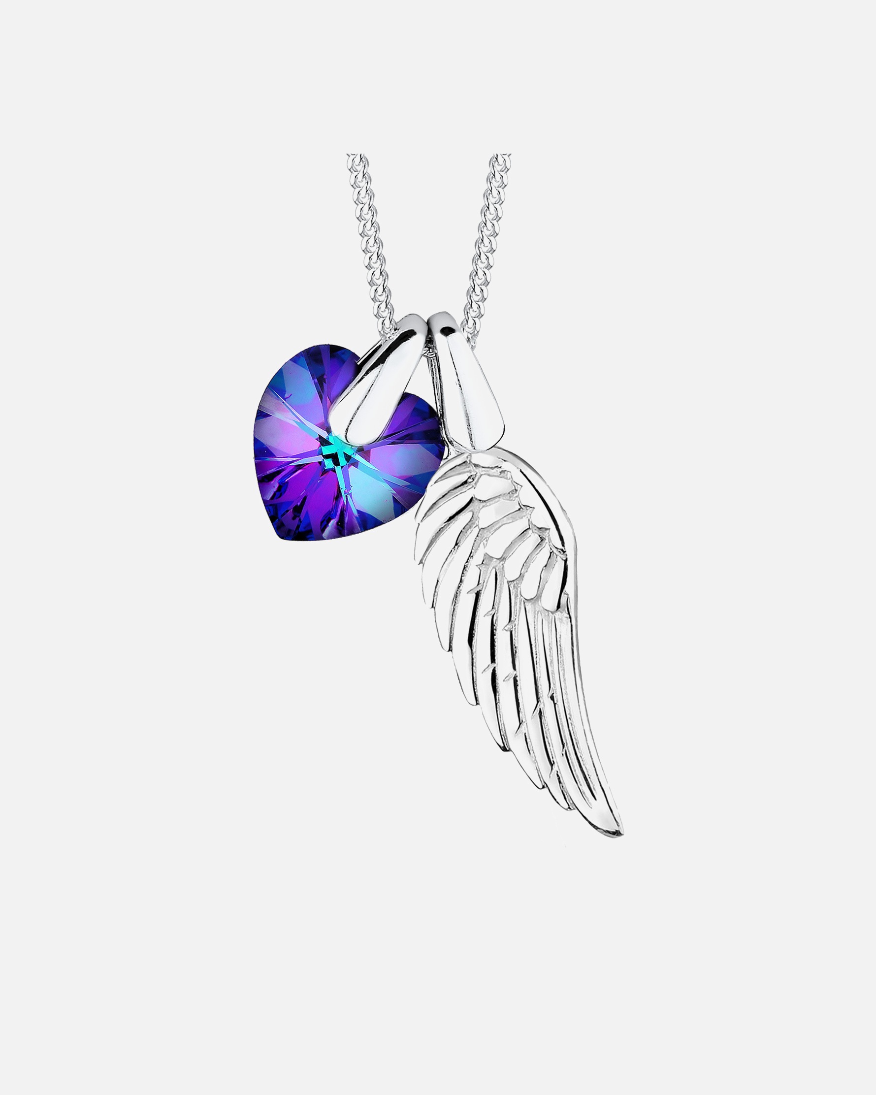 Colgante de ala de corazón Elli para mujer en cristal precioso y plata de ley 925
