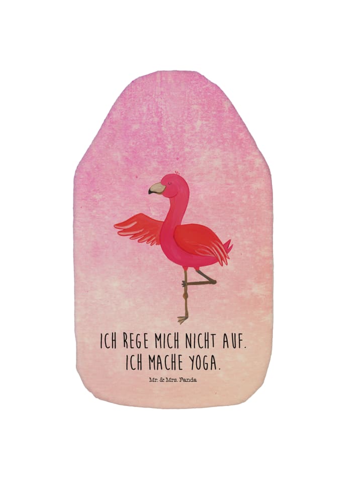 Mr. & Mrs. Panda Wärmflasche Flamingo Yoga mit Spruch in Aquarell Pink günstig kaufen onesize