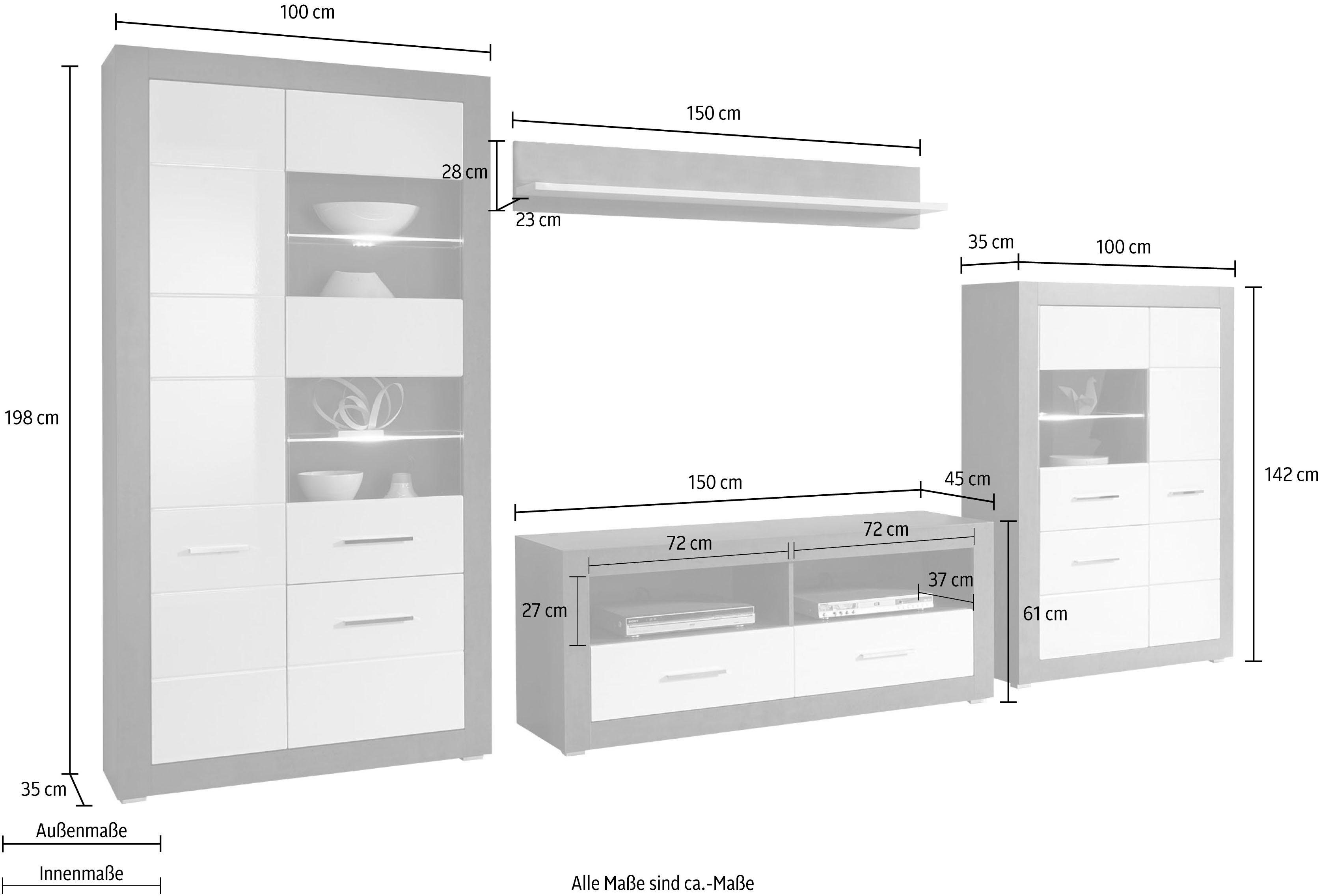 INOSIGN Wohnwand Etero, (Set, 4-St)