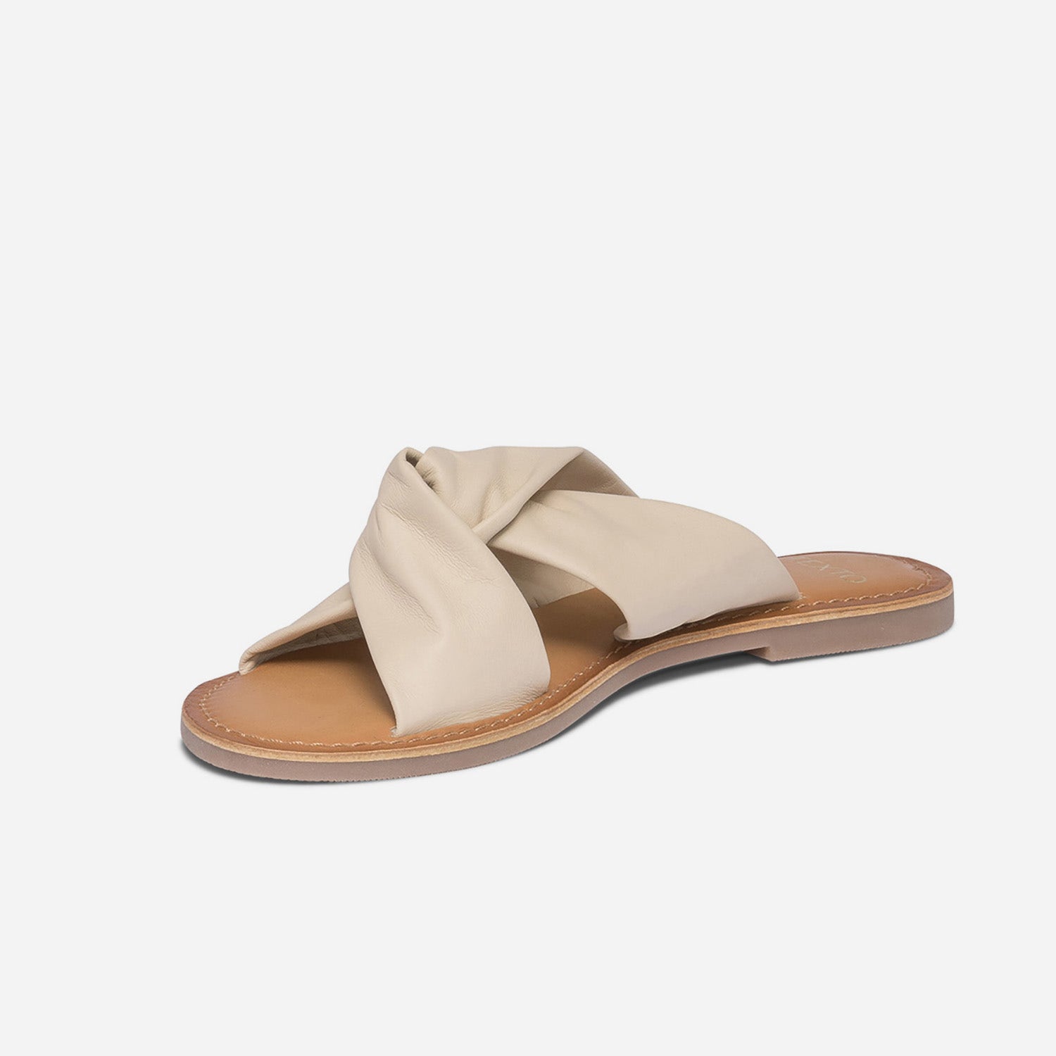 Mule TEXTO beige en cuir à brides souples croisées