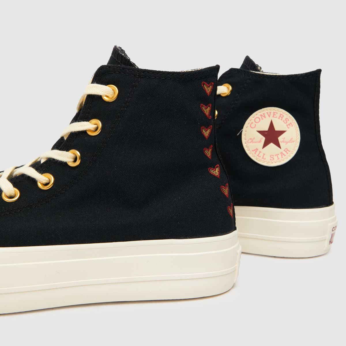 Converse – All Star – Lift Hi Hearts – Svarta sneakers