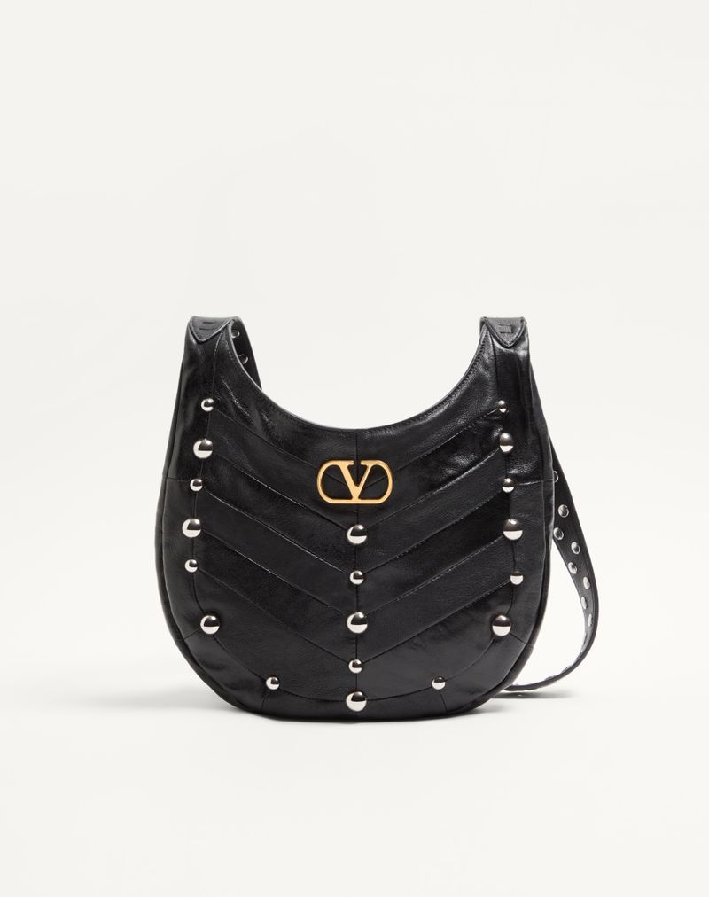 Valentino Garavani Hobo-taske i nappa med chevronmotiv og nitter