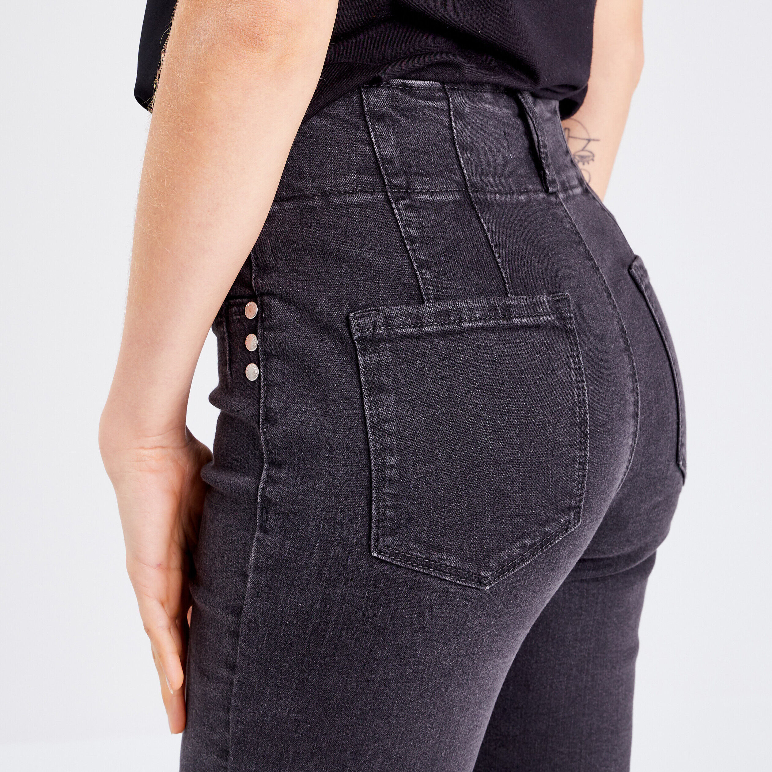 Jeans slim 7/8ème denim noir femme | Cache Cache