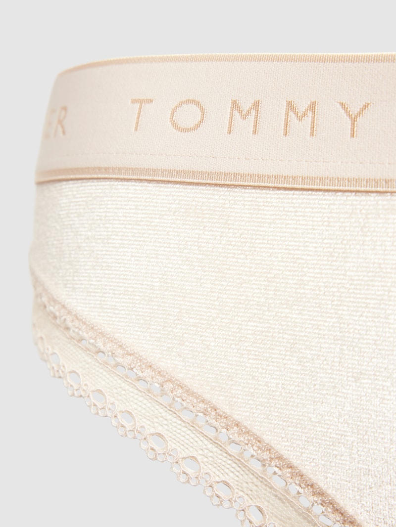 String mit elastischem Logo-Bund in beige