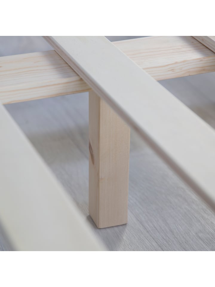 Homestyle4u Holzbett 140x200 mit Lattenrost und Matratze in Weiß günstig kaufen 140 x 200 cm