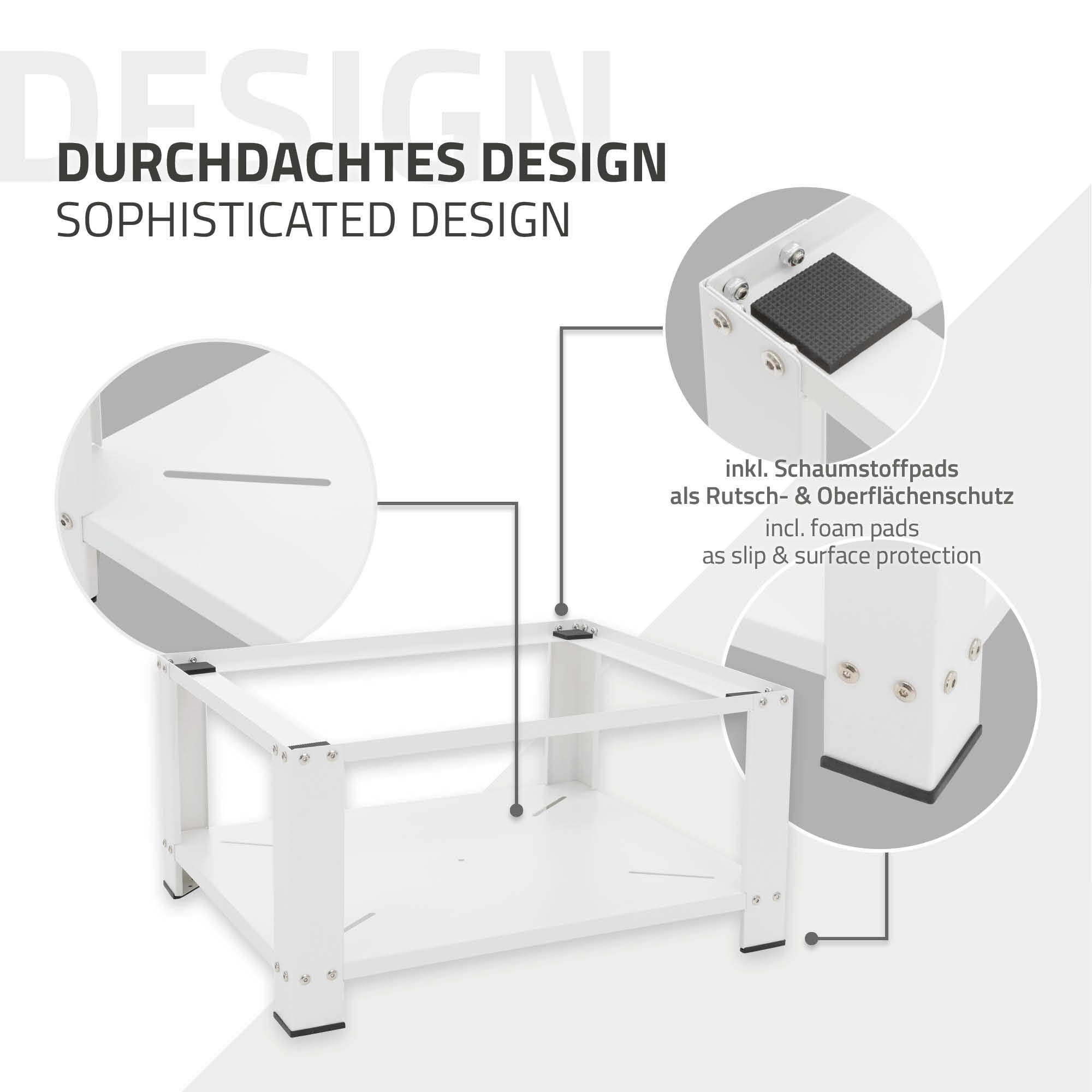 ML-DESIGN Waschmaschinenuntergestell Waschmaschinen Untergestell mit Ablage 63x54cm Weiß aus Stahl