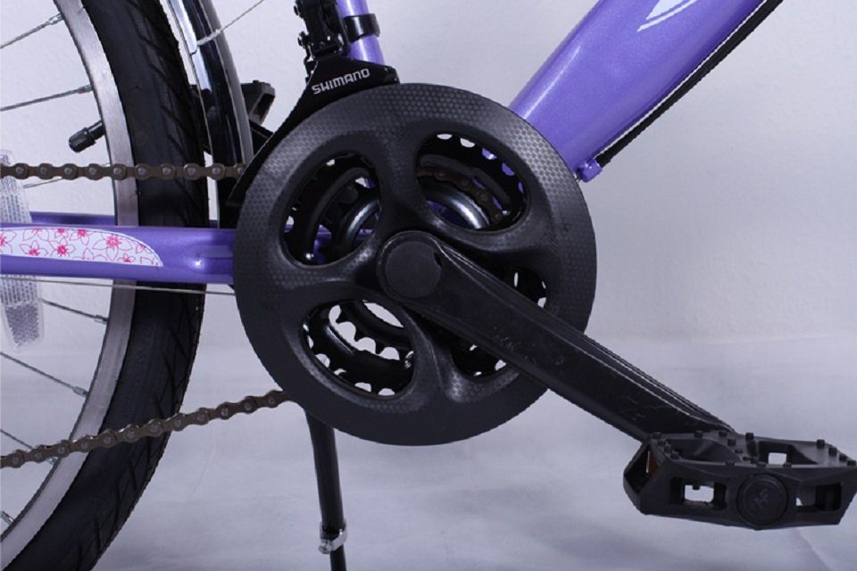 Talson Cityrad 26 Zoll Cityrad 064, 21 Gang Shimano, Kettenschaltung, mit Beleuchtung nach StVZO und Gepäckträger Lila
