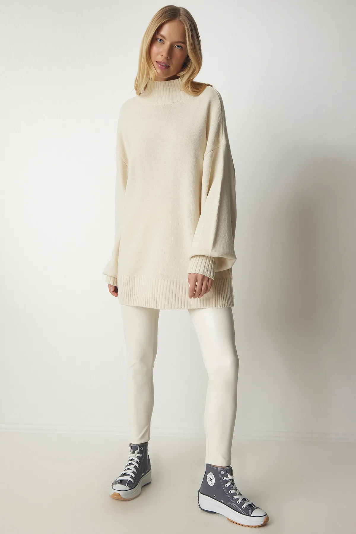Happiness İstanbul  Pullover - Beige - Oversized
