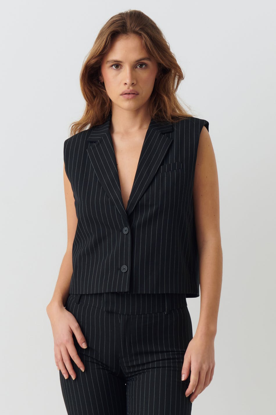 Loose pinstripe vest