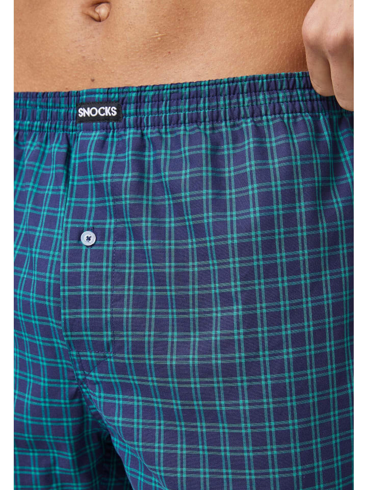 SNOCKS American Woven Boxershorts aus Bio-Baumwolle 3 Stück in Mix (Grüne Muster) günstig kaufen