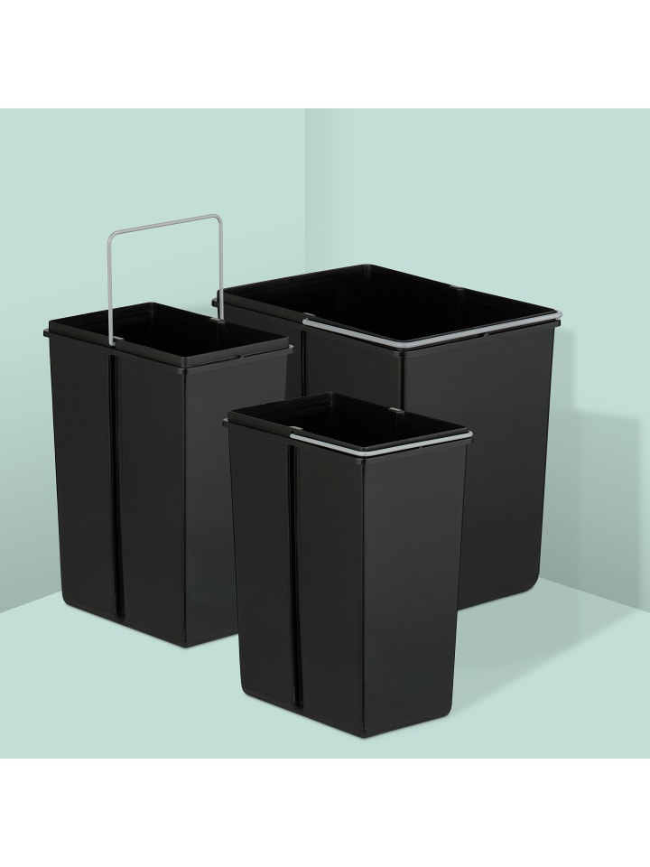 relaxdays Einbaumülleimer in Schwarz - 1x 15 l   2x 8 l günstig kaufen onesize