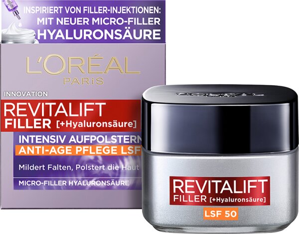 L'Oréal Paris Revitalift Filler [+Hyaluronsäure] Intensiv Aufpolsternde Anti-Age Tagescreme LSF 50 Gesichtscreme