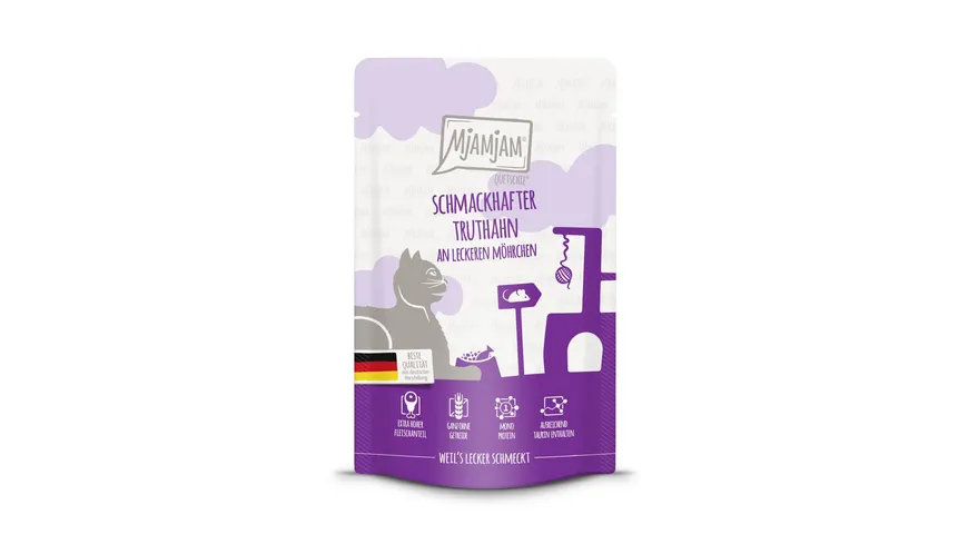 MjAMjAM Katzennassfutter Quetschie schmackhafter Truthahn an leckeren Möhrchen 125 g