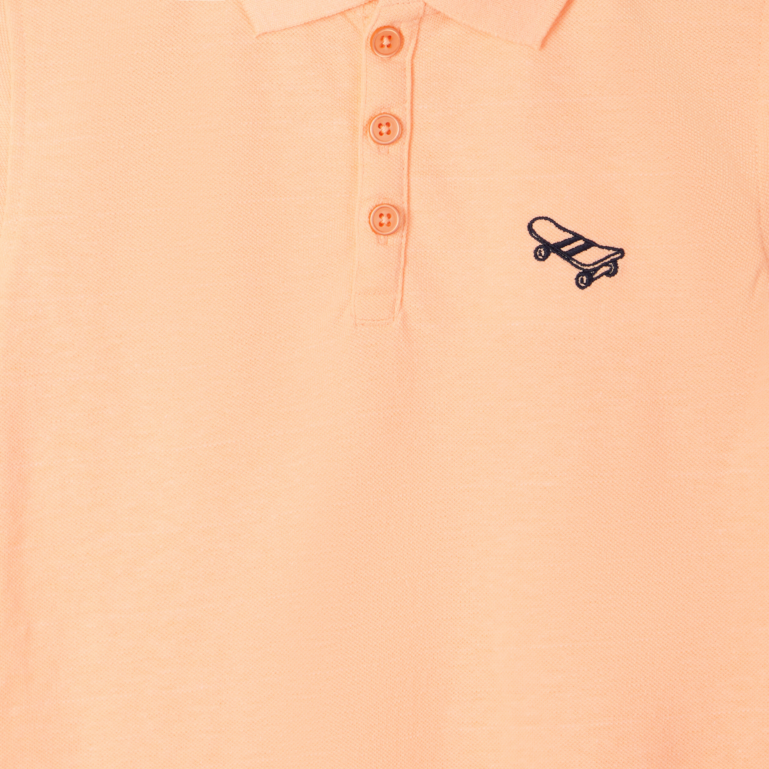 Polo manches courtes à détail brodé orange fluo garçon | La Halle