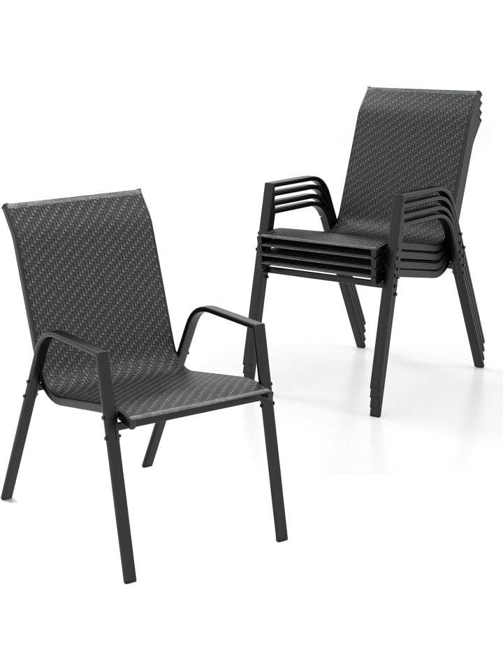 COSTWAY 4er Set Gartenstühle in Schwarz günstig kaufen onesize