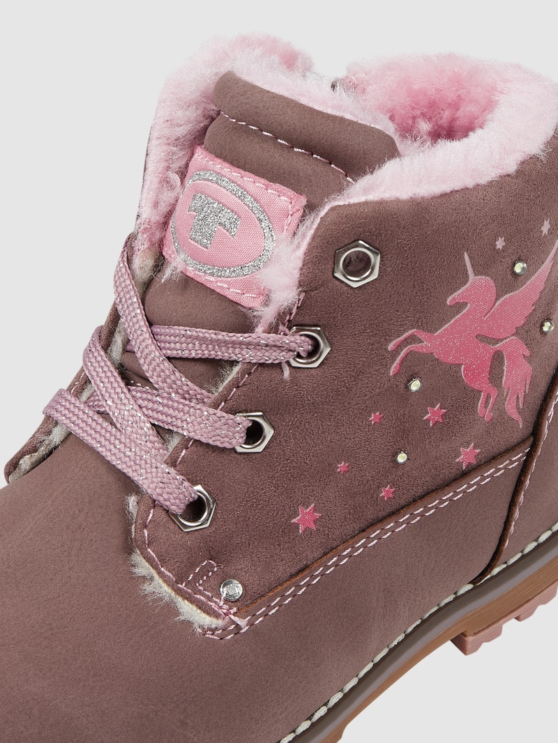 Boots in Leder-Optik in rosa