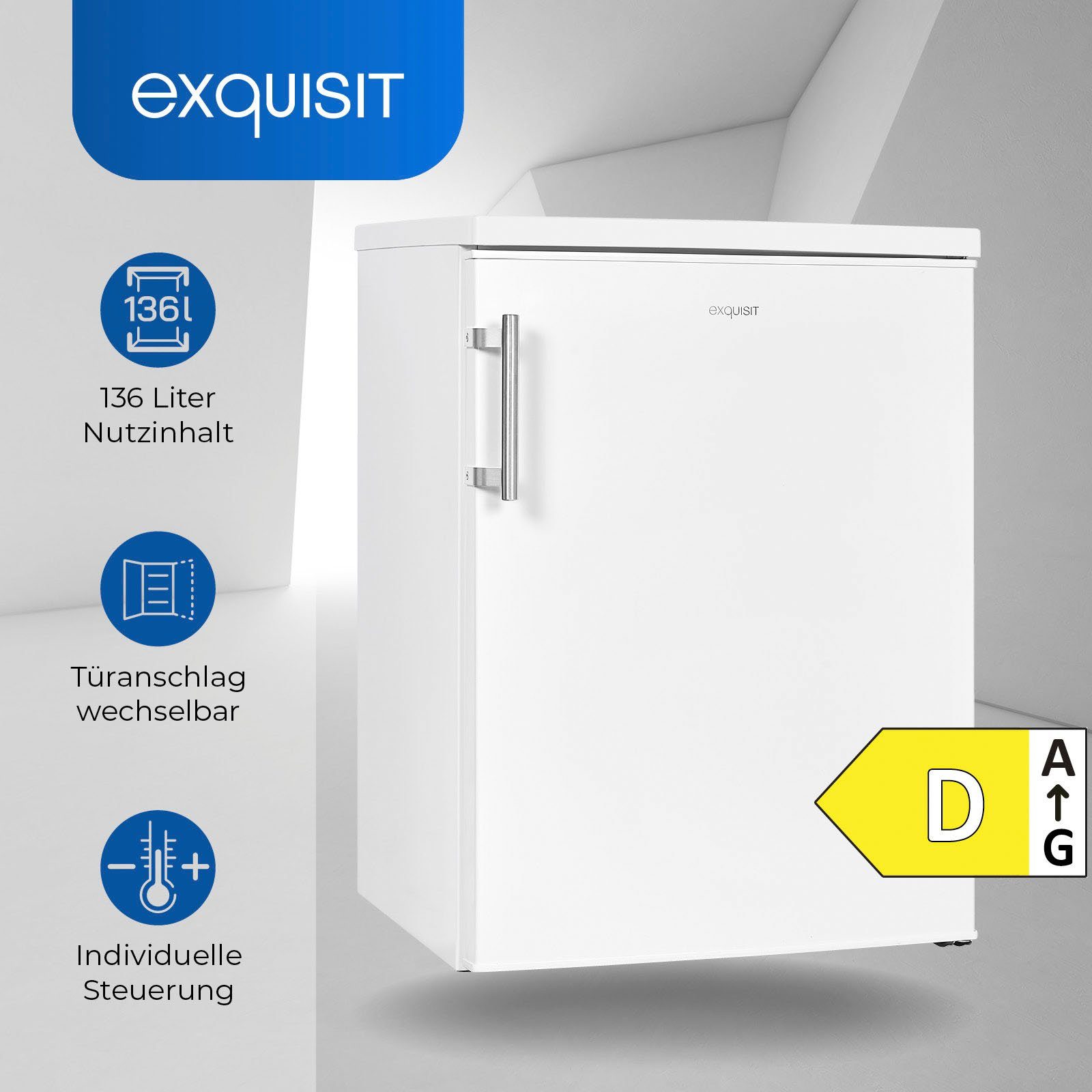 exquisit Kühlschrank KS18-4-H-170D weiss, 85,0 cm hoch, 60,0 cm breit
