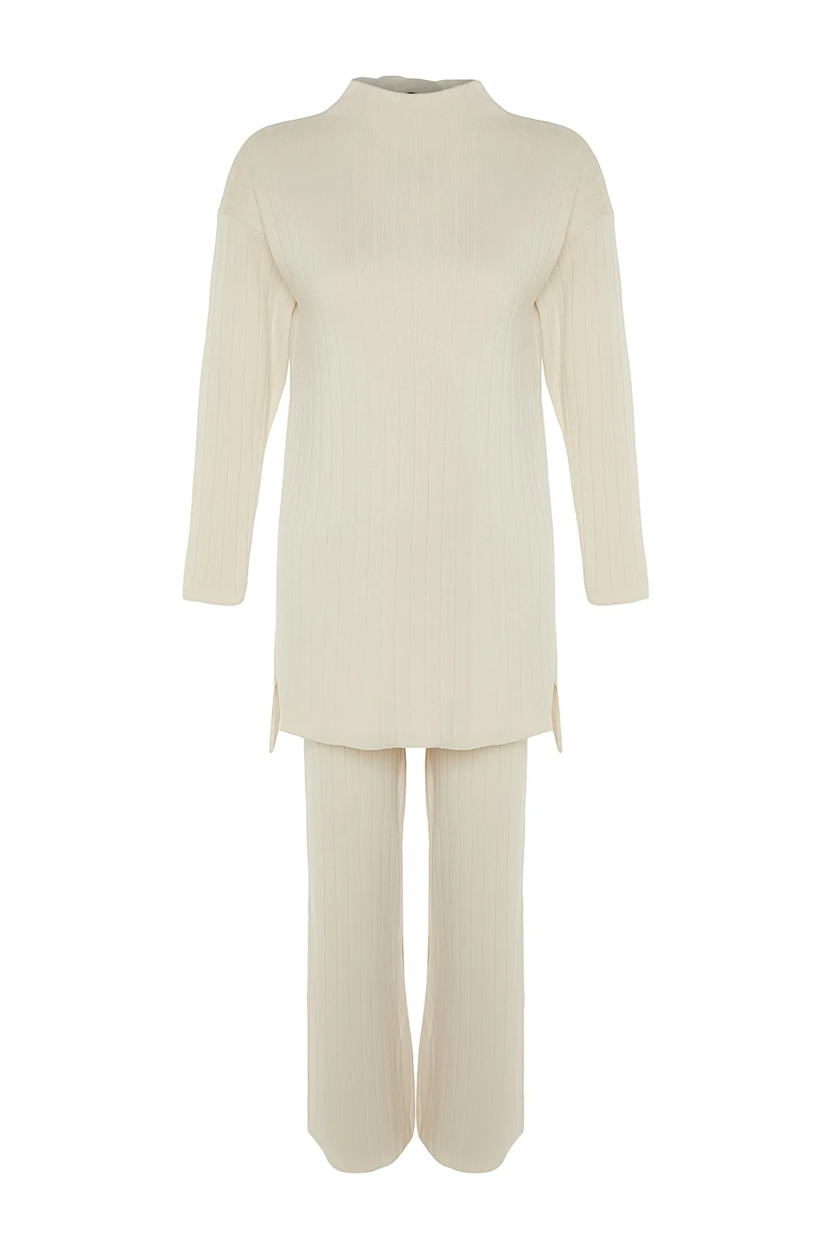 Trendyol Modest  Stone Half Rollkragen Ripppullover-Hosen Strickset TCTAW22US0101