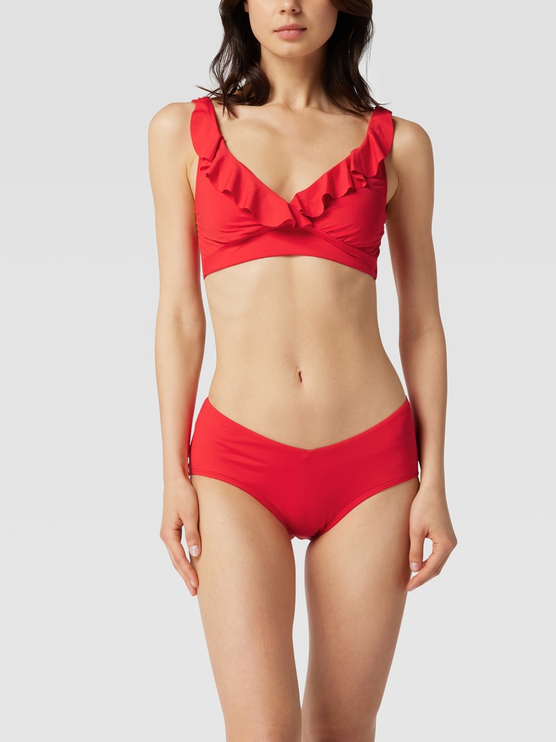 Bikini-Oberteil mit Volants Modell 'Beach Clup Solids Ruffle' in rot