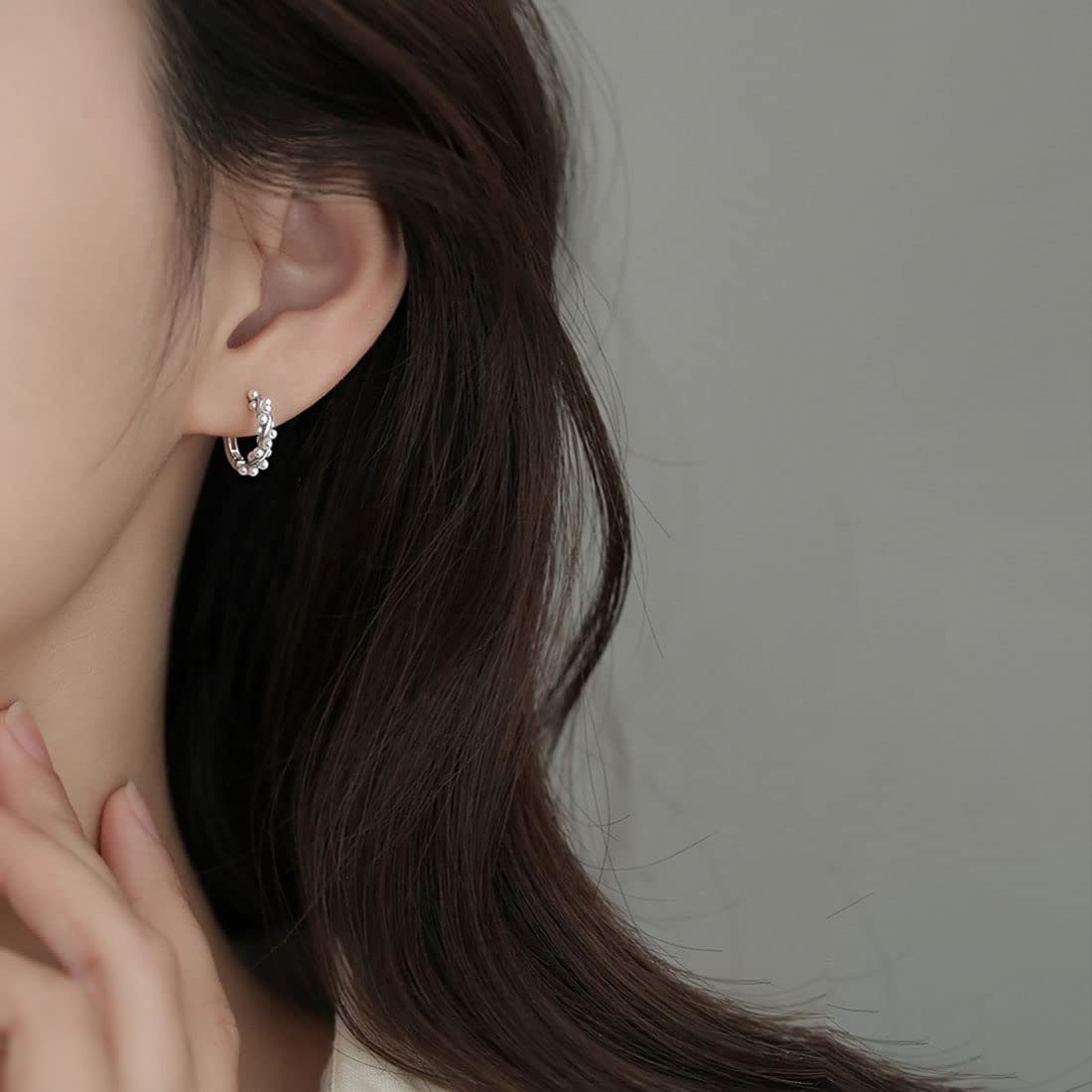 POCHUMIDUU Perlenohrringe Sterling Silber Perlen Twist Creolen Ohrringe für Frauen (2-tlg), jugendlich Mädchen Hochzeit Perlen Creolen Ohrringe Braut