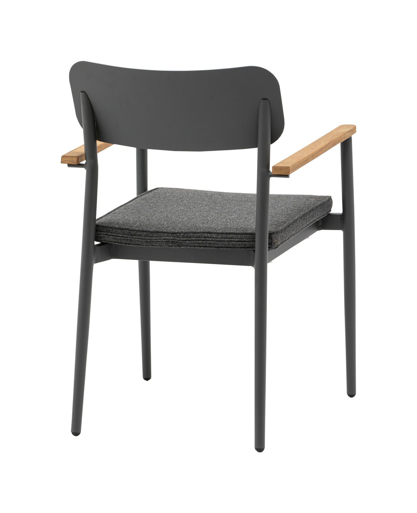 Konway Stapelstuhl DALLAS (4 St), 4x KONWAY® DALLAS Stapelsessel Anthrazit Polyrattan Sessel grau