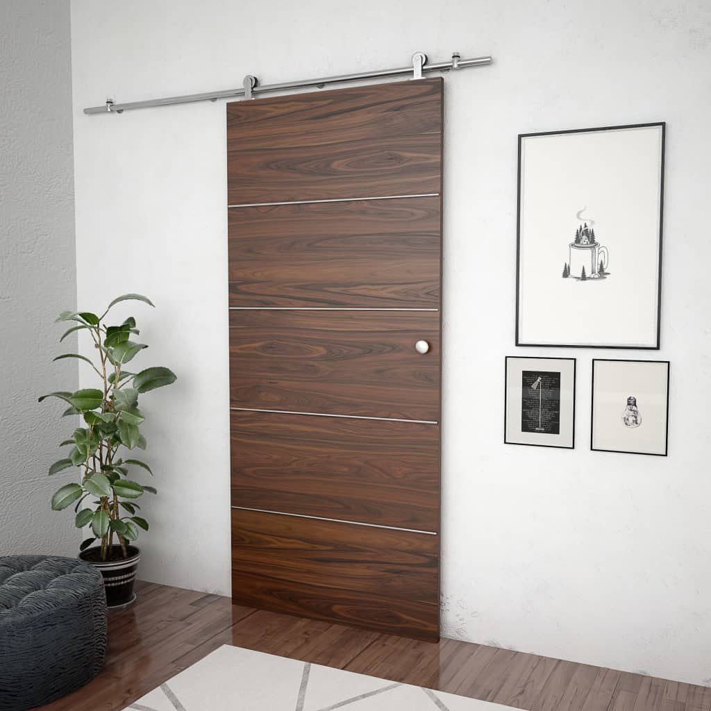 vidaXL Zimmertür Schiebetür-Beschlagsatz 183 cm Edelstahl Silbern