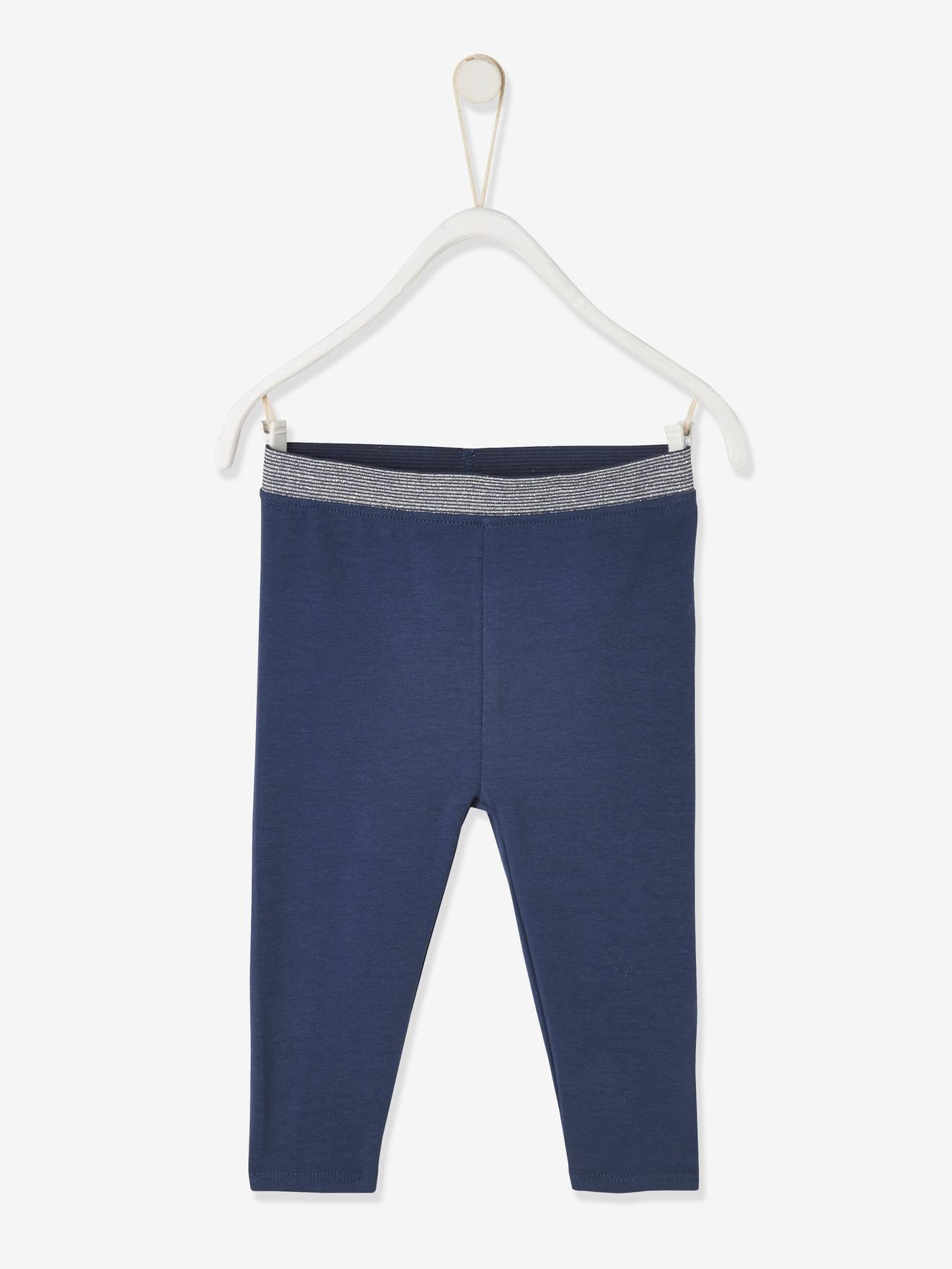 Vertbaudet Mädchen Baby Leggings, Glitzer-Bund - pfirsich