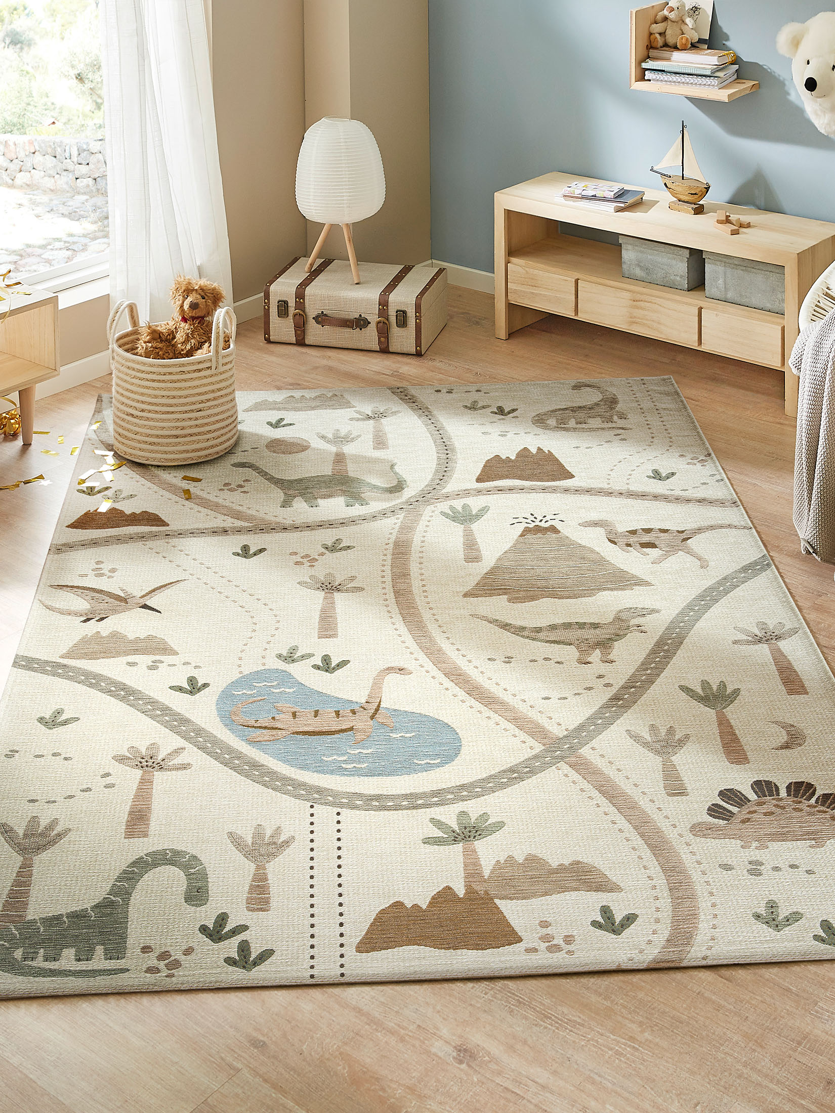 Happy Dino Kinder-Teppich, Ivory