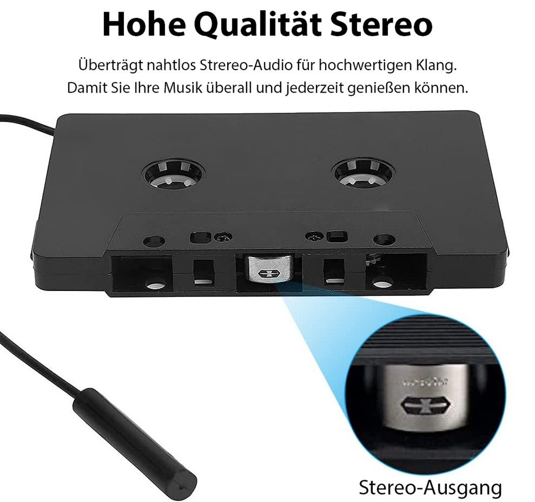 TUABUR Kassetten-Player-Adapter, Kassetten Adapter für Autoradio Car Tape, tragbarer CD-Player