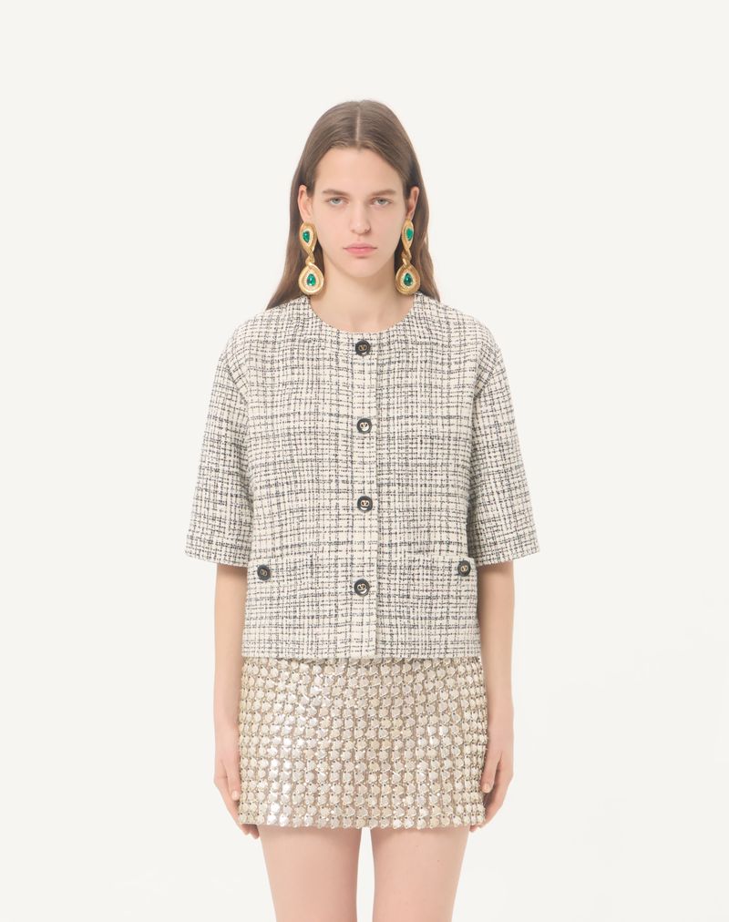 Casaco de tweed quadrado