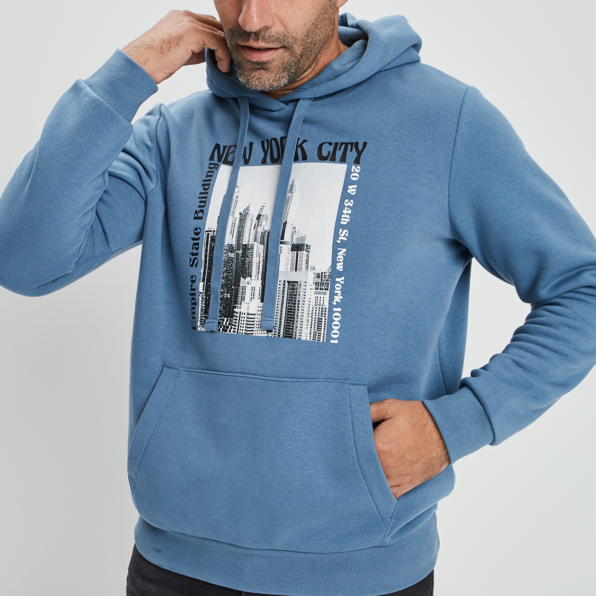 Sweat à capuche hoodie bleu gris homme | La Halle