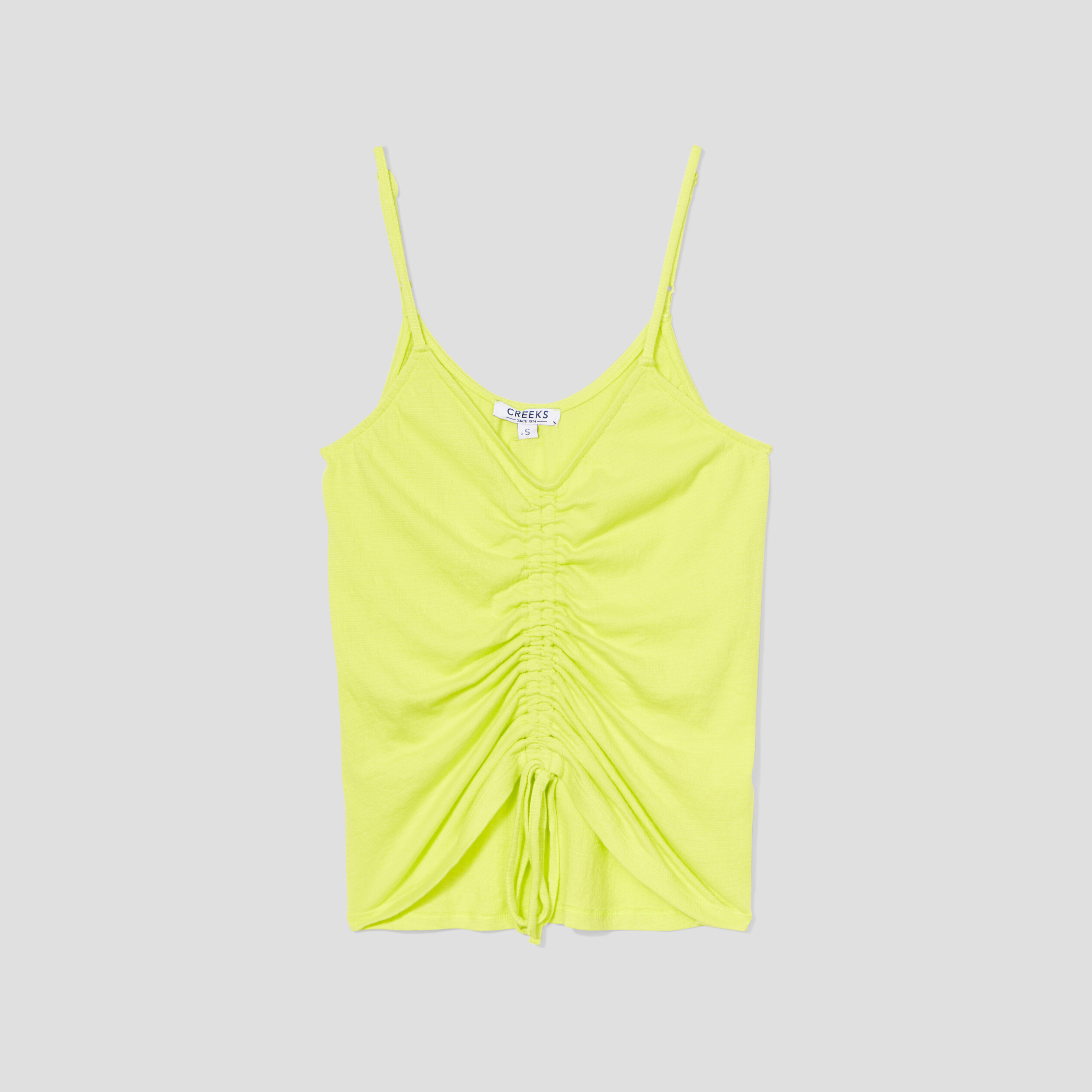 Débardeur cropped avec lien Creeks jaune fluo femme | La Halle