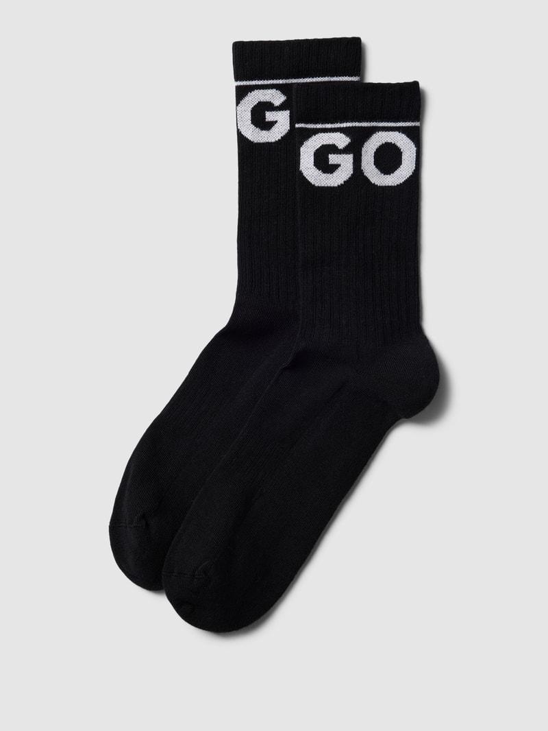 Socken mit Label-Stitching im 2er-Pack in schwarz