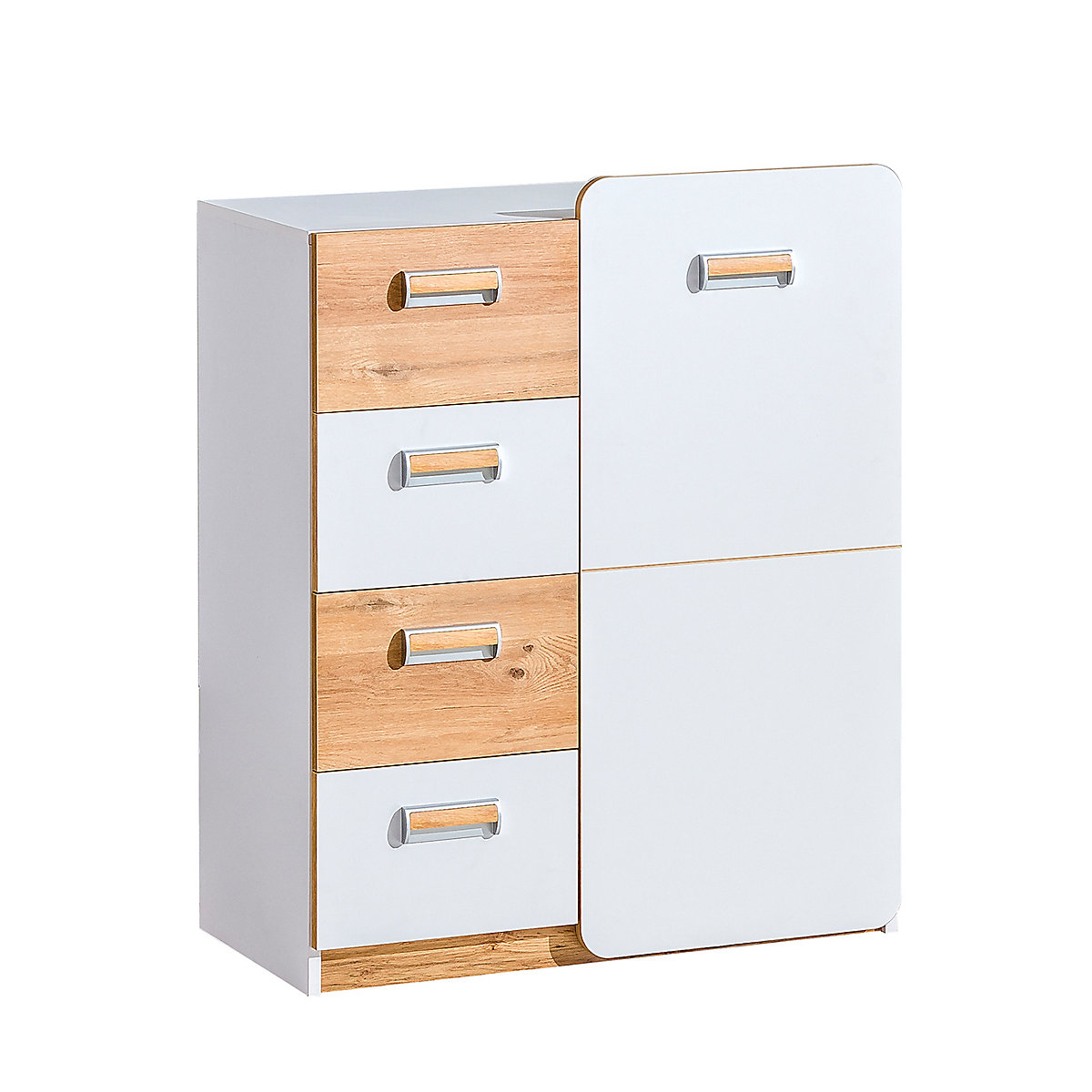 Jugendzimmer Set Lorento 8 teilig Komplett Set in Eiche und Weiß