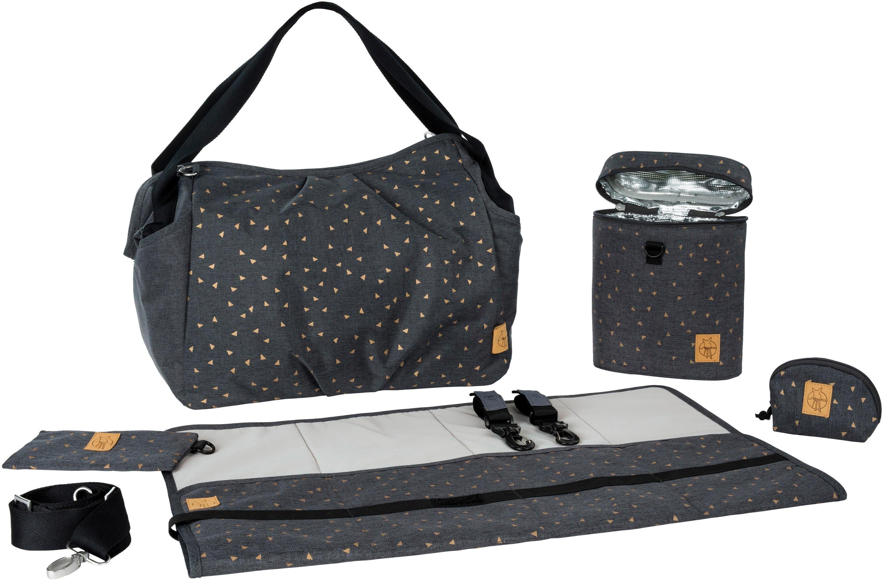 LÄSSIG Wickeltasche Casual, Twin Bag Triangle, Dark Grey, mit Rucksackfunktion und Wickelunterlage; PETA-approved vegan
