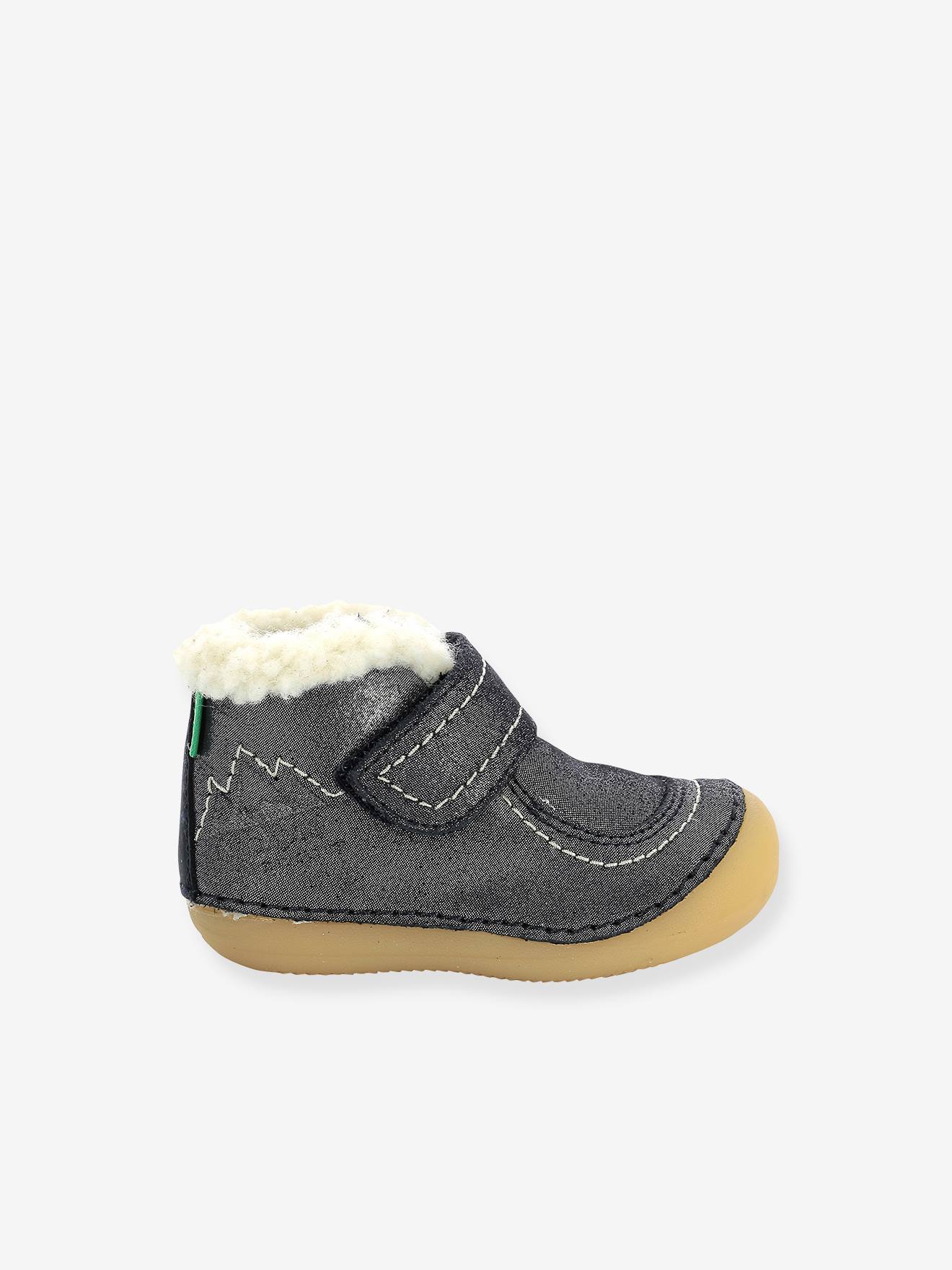 Bottillons fourrés cuir bébé Somoons KICKERS® 1ers pas marine glitter