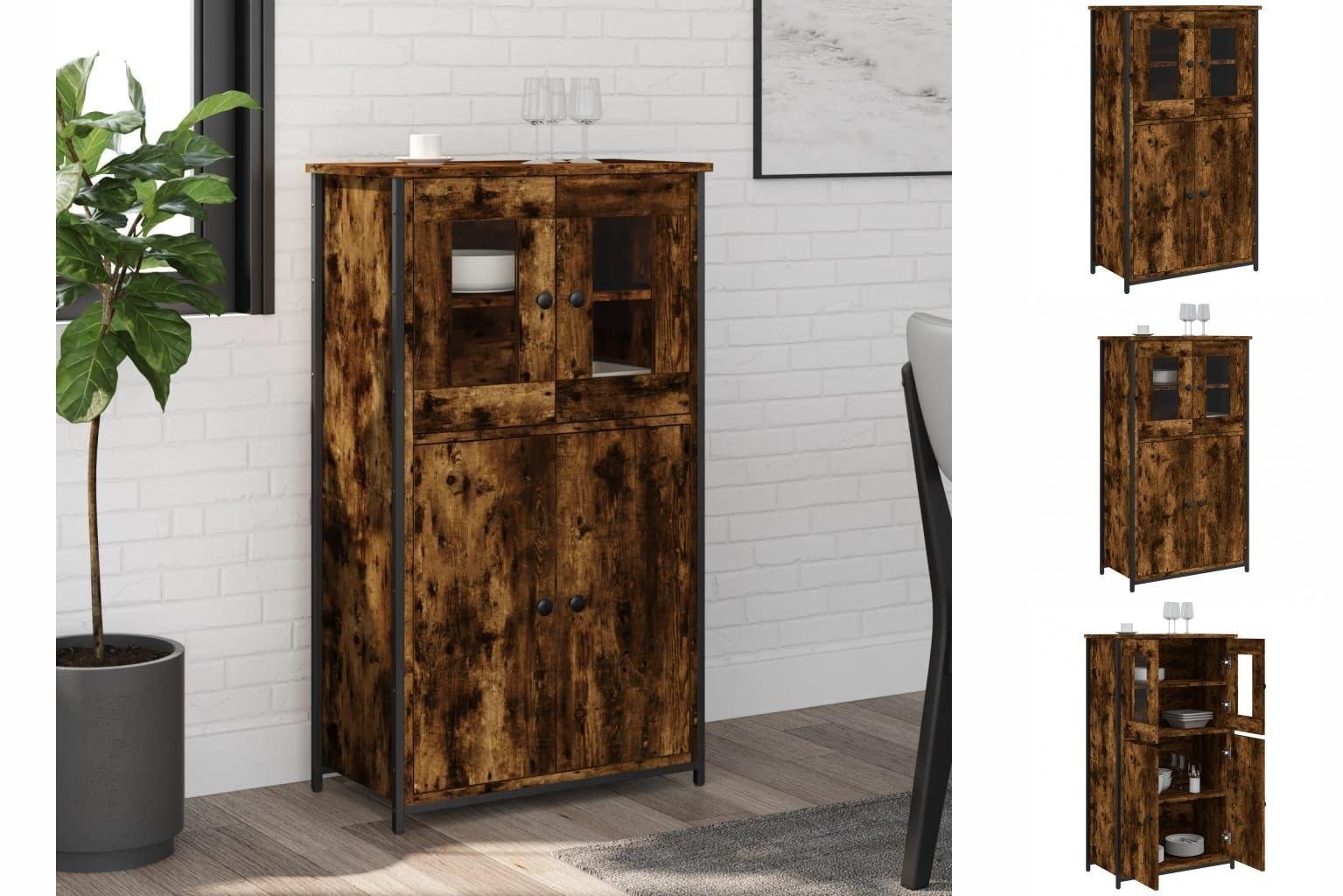 vidaXL Anrichte Highboard Räuchereiche 62x32x106,5 cm Holzwerkstoff Glas Vitrine
