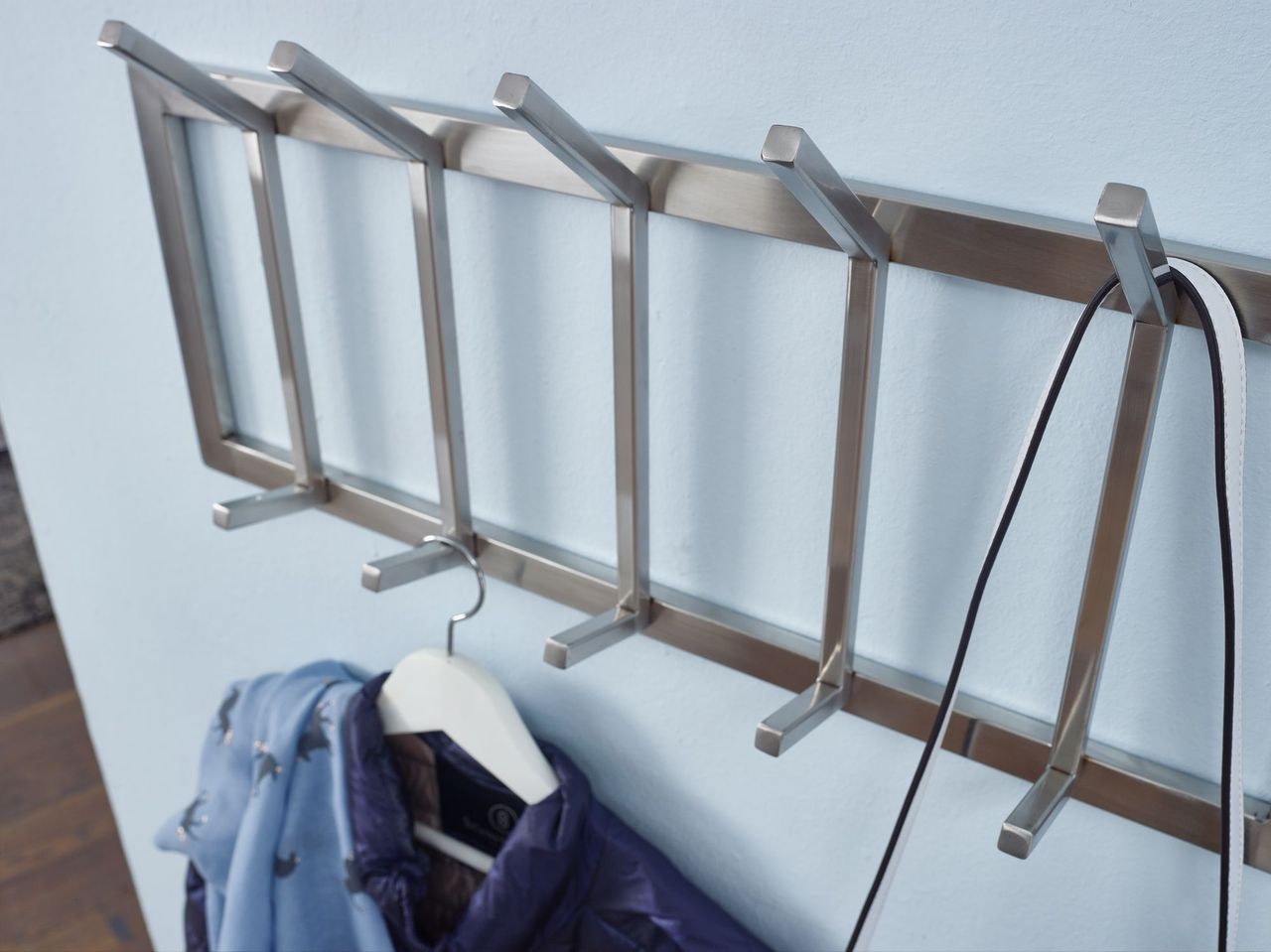 Wohnling Wandgarderobe Metall Silber 65x30x10 cm