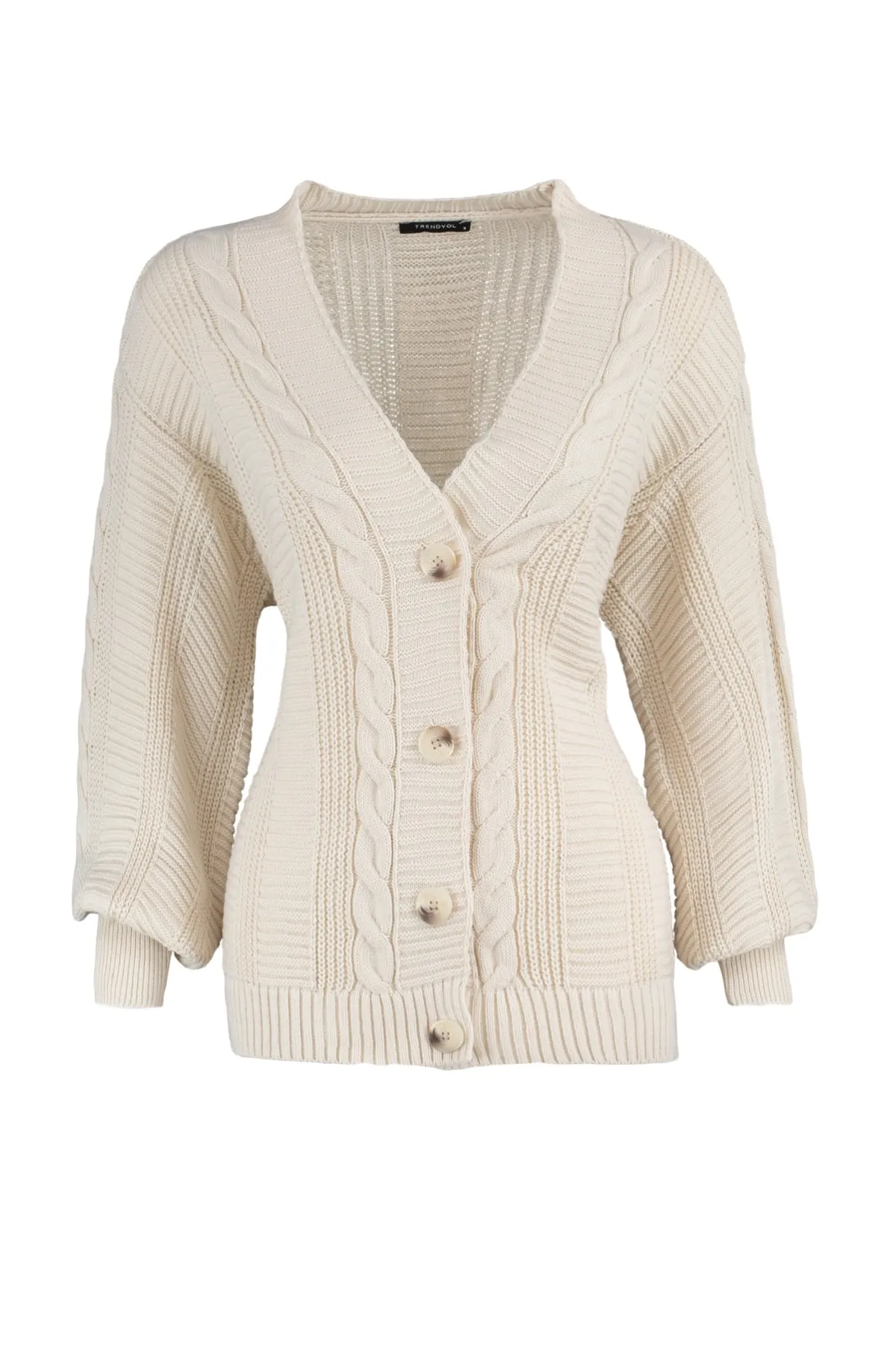 Trendyol Collection  Strickjacke mit steinfarbenem Strickdetail TWOAW22HI0176