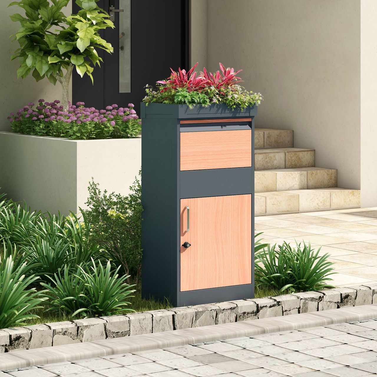 HC Home & Living Paketbox mit Pflanzenkasten 50x37x105cm