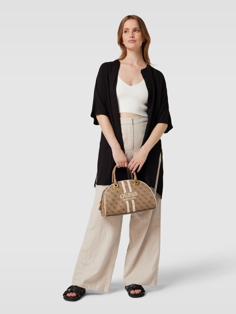 Bowling Bag mit Allover-Logo Modell 'MILDRED' in taupe