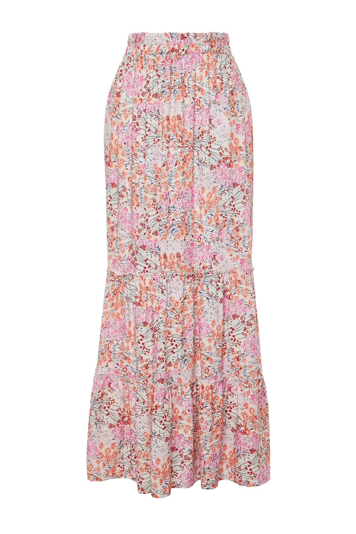 Trendyol Modest  Mehrfarbiger gewebter Rock mit Blumenmuster TCTSS22EE00000